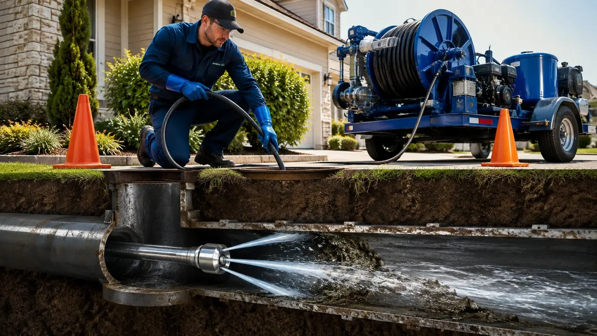 Main Sewer Line Hydro Jet Cleaning in Valyermo